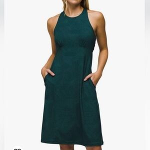 Prana Jewel Lake Summer Sleeveless Midi Dress Green Wilderness Linea